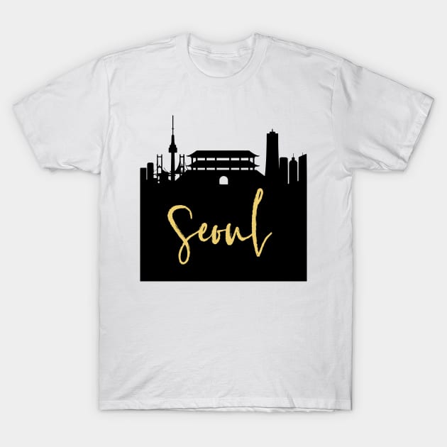 SEOUL SOUTH KOREA DESIGNER SILHOUETTE SKYLINE ART T-Shirt by deificusArt